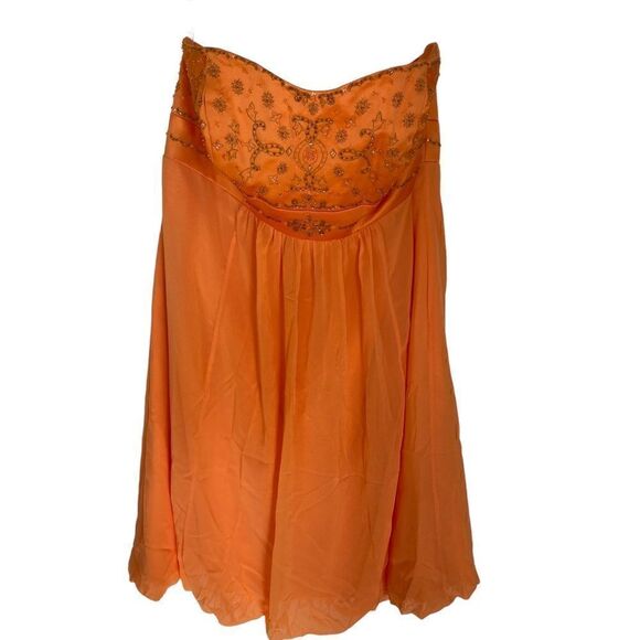 Y2K David's Bridal Formal Dress Size 18 Strapless Empire Waist Embellished Bodic - Picture 1 of 6